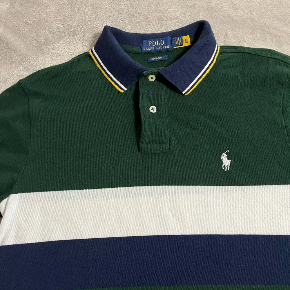 Ralph Lauren Green Navy White Striped Polo Shirt